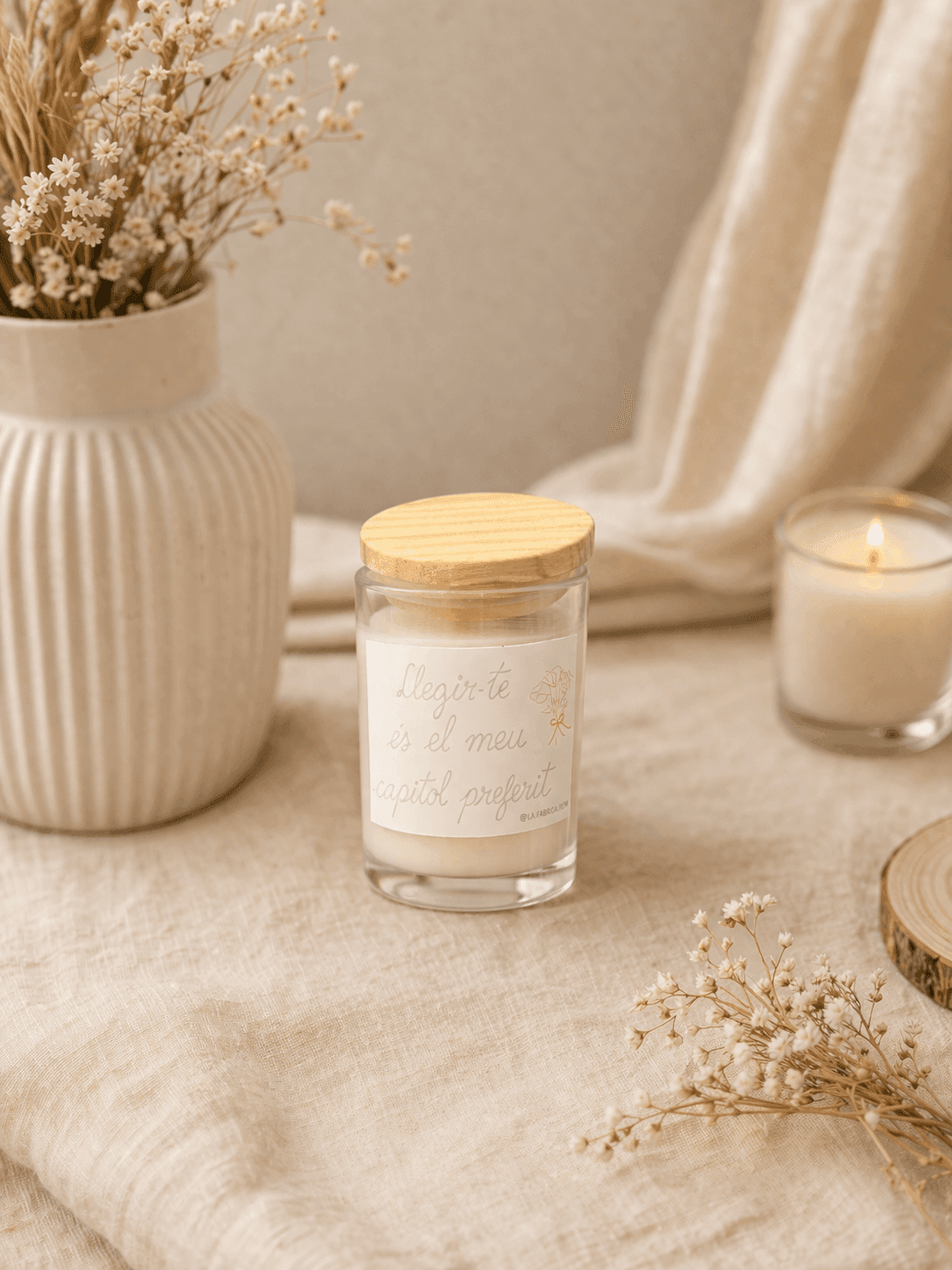 Vela Cristal con tapa de madera · detalle de boda personalizado - Imagen 2