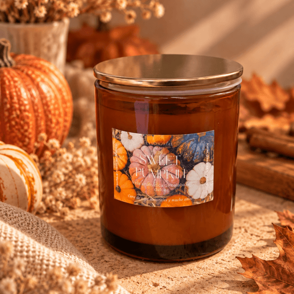 Vela Golden Sweet Pumpkin de La Fuerza del Alma con cornalina
