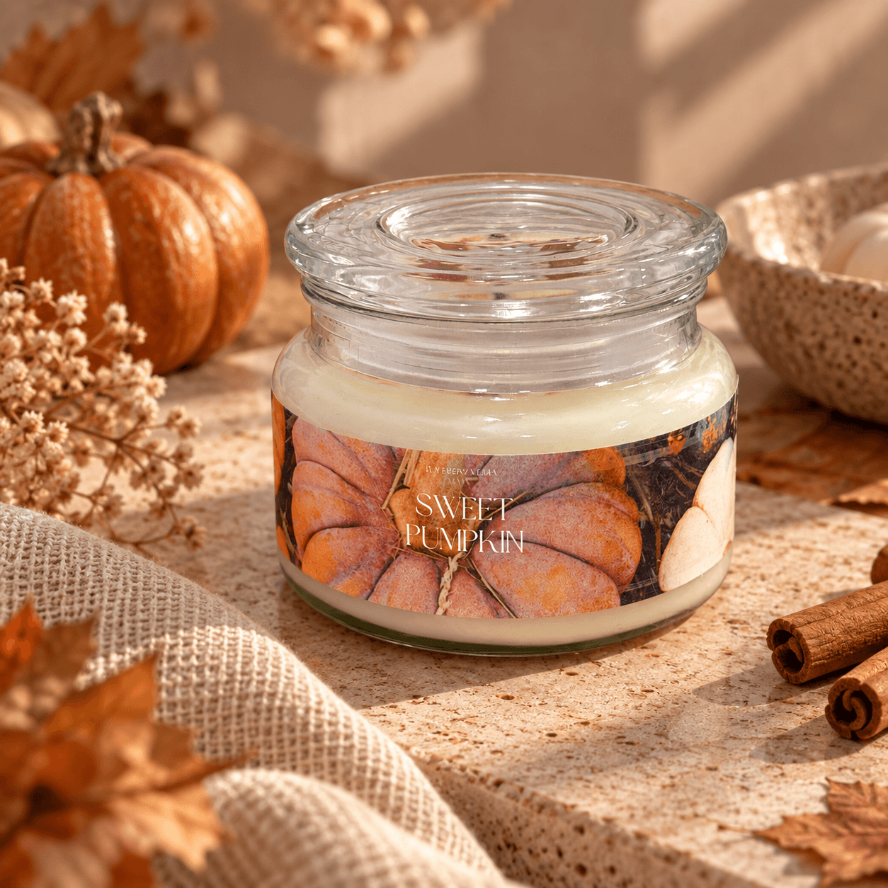 Vela Karma Sweet Pumpkin de La Fuerza del Alma con cornalina